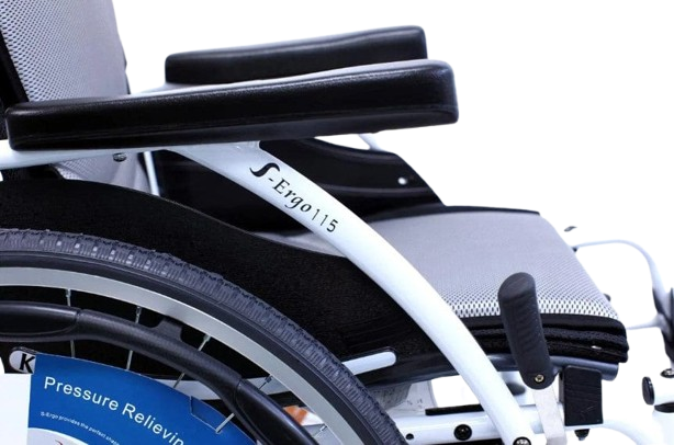 Close Up View Of The Armrests Of The Karman S-Ergo 115 Wheelchair Shown With White Frame