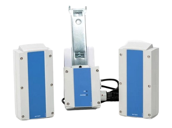 Close Up View Of The Batteries Of The Joerns Hoyer Journey® Sit To Stand Mobile Patient Lift