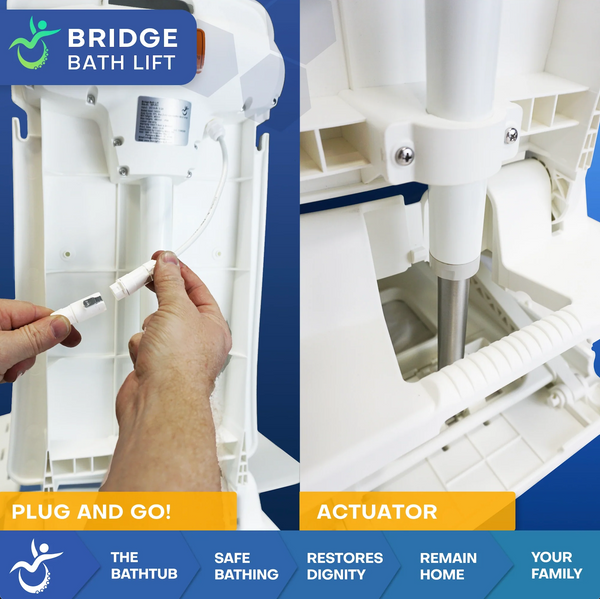 Close Up View Of The Bridge Bath Lift Demonstrating Its Plug And Go Design