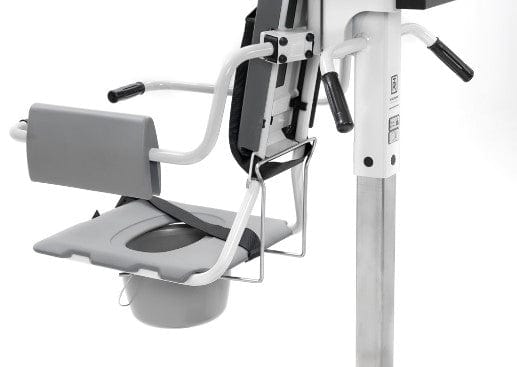 Close Up View Of The Commode For The TR Equipment Mobile Bath Chair Lift TR9650