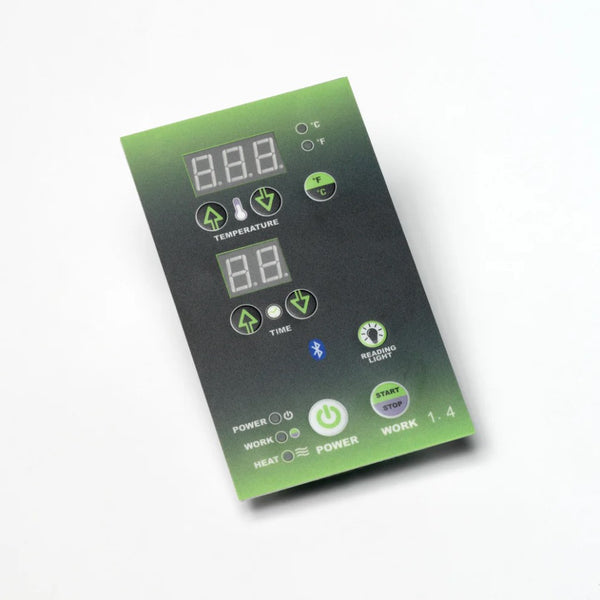 Close Up View Of The Control Panel For The Dynamic Martin 2 Person Full Spectrum Near Zero EMF FAR Infrared Indoor Sauna | DYN-6006-03 FS