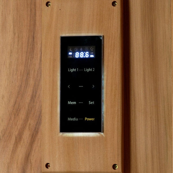 Close Up View Of The Control Panel For The Golden Designs Kuusamo 6-Person Indoor Sauna | GDI-7206-01