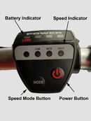 Close Up View Of The Control Panel For The HandyScoot Lightweight Travel Mobility Scooter Shown With Arrows And Descriptive Text