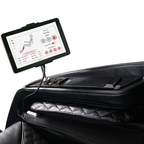 Close Up View Of The Control Panel For TheKyota Kizuna M688 Massage Chair Shown In Black Color