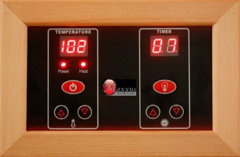 Close Up View Of The Control Panel For The Maxxus 3-Person Low EMF FAR Infrared Corner Indoor Sauna | MX-K356-01