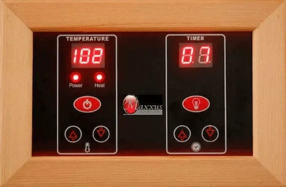 Close Up View Of The Control Panel For The Maxxus 4-Person Near Zero EMF FAR Infrared Indoor Sauna | MX-K406-01-ZF CED