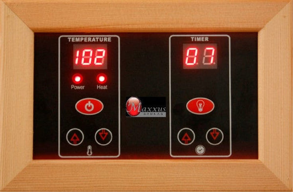 Close Up View Of The Control Panel For The Maxxus Seattle 2-Person Low EMF FAR Infrared Indoor Sauna | MX-J206-01