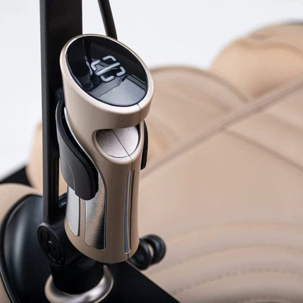 Close Up View Of The Control Panel Handle For The Ogawa Master Drive DUO Massage Chair | OG-8900 Shown In The Black And Champagne Color