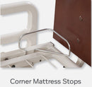 Close Up View Of The Corner Mattress Stops Of The Joerns UltraCare® XT AdvanceCare Hi-Low Adjustable Bed