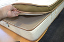 Close Up View Of The Corner Of The Eurolux Lux By Naturalia: The 6-Layer Luxury Mattress Crafted By Masters With A Hand Highlighting The Topper Alternation Capability Shown In A Showroom Setting