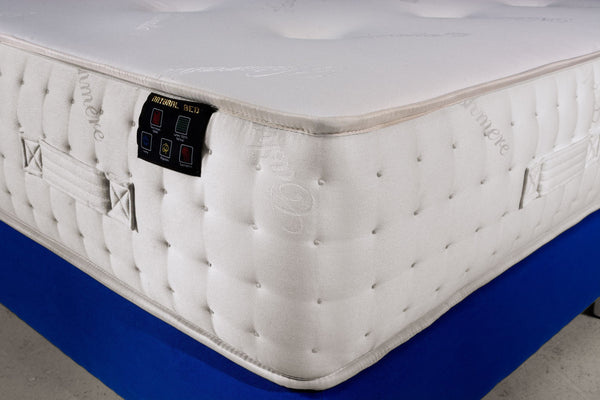 Close Up View Of The Corner Of The Eurolux Natur: The 6-Layer Luxury Mattress Crafted By Masters Shown In A Showroom Setting