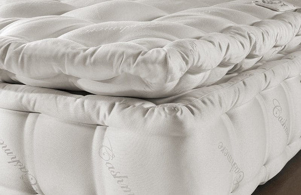 Close Up View Of The Corner Of The Eurolux Prive: The 10-Layer Luxury Mattress Crafted By Masters Shown With Optional Topper