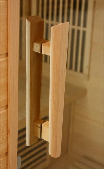 Close Up View Of The Door Handle For The Maxxus 2-Person Low EMF FAR Infrared Indoor Sauna | MX-K206-01