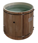 Close Up View Of The Dynamic Cedar Cold Plunge Barrel Shown With Plastic Interior Material