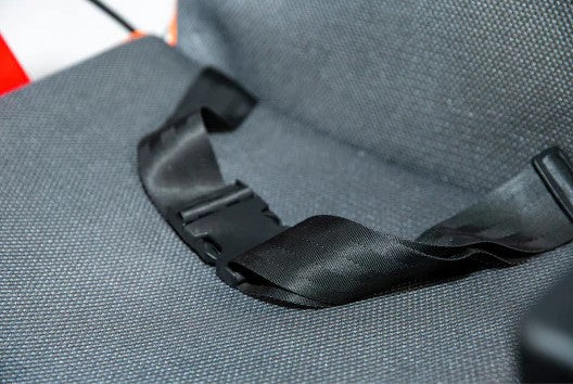 Close Up View Of The Feather Electric Wheelchair Seatbelt