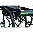 Close Up View Of The Feather Heavy Duty Wheelchair With A Focus On The Wheel And Frame 
