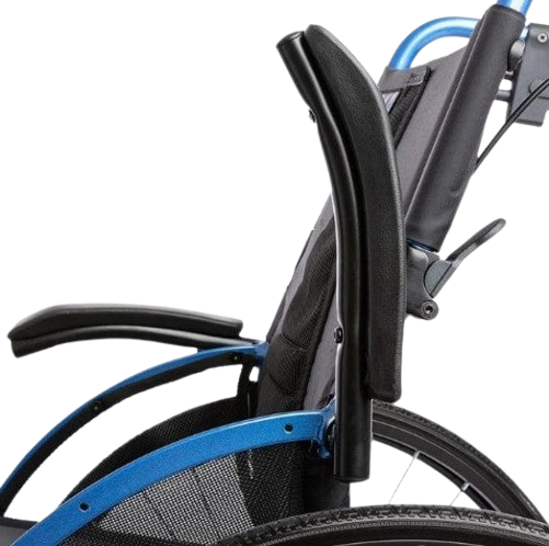 Close Up View Of The Flip Back Armrest Shown In The Back Position For The Strongback 24 Flip Back Arms Ultra-Lightweight Wheelchair