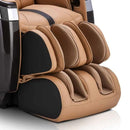 Close Up View Of The Footrest Of The Ogawa Master Drive AI 2.0 Massage Chair | OG-8801 Shown In The Upright Chair Position In The Dark Brown And Sand Color