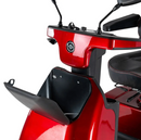 Close Up View Of The Front Storage Compartment Shown In The Opened Position For The AFIKIM Afiscooter S4 Scooter Shown In Red Color