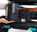 Close Up View Of The Golden Technologies Ally Electric Wheelchair Removeable Battery Shown In Teal Color