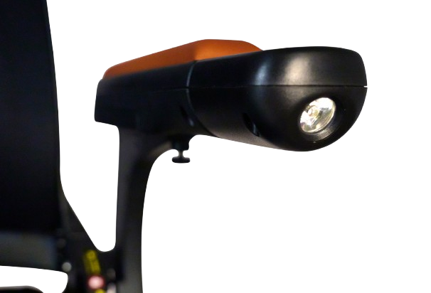 Close Up View Of The Golden Technologies Ally Pro Omnidirectional Electric Wheelchair Armrest Light