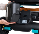 Close Up View Of The Golden Technologies Ally Pro Omnidirectional Electric Wheelchair Off Board Battery Shown With Hands Holding The Battery