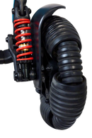 Close Up View Of The Golden Technologies Ally Pro Omnidirectional Electric Wheelchair Omnidirectional Wheel And Suspension