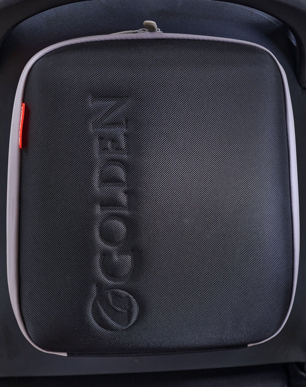 Close Up View Of The Golden Technologies Ally Pro Omnidirectional Electric Wheelchair Rear Storage Compartment