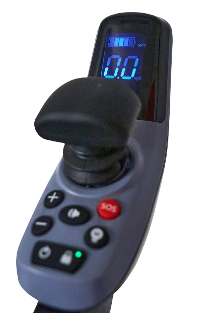 Close Up View Of The Golden Technologies Ally Sport Omnidirectional Electric Wheelchair Joystick