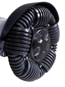 Close Up View Of The Golden Technologies Ally Sport Omnidirectional Electric Wheelchair Omnidirectional Wheel