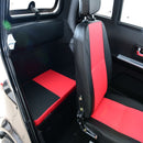 Close Up View Of The Green Transporter Q Express Enclosed Mobility Scooter Front Seat And Rear Bench