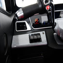 Close Up View Of The Green Transporter Q Runner Express Enclosed Mobility Scooter Left Handle