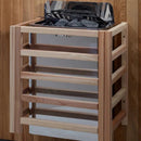 Close Up View Of The Harvia Heater Inside The Golden Designs Engelberg 6-Person Indoor Sauna | GDI-7030-01