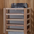 Close Up View Of The Harvia Heater Inside The Golden Designs Klosters 6-Person Barrel Sauna | GDI-B006-01