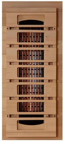 Close Up View Of The Heater For The Golden Designs Reserve Edition 3-Person Full Spectrum EMF Corner Indoor Sauna With Himalayan Salt Bar | GDI-8035-03