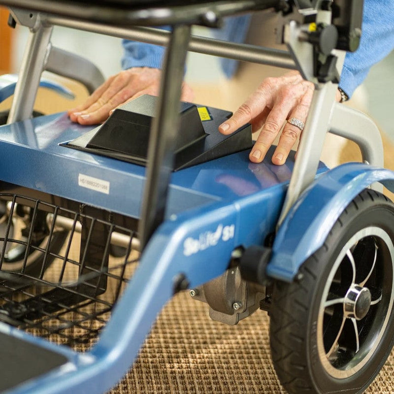 Close Up View Of The Journey So Lite Mobility Scooter Battery Compartment 