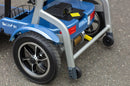 Close Up View Of The Journey So Lite Mobility Scooter Safety Wheels Shown In Blue Color