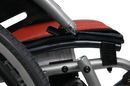 Close Up View Of The Karman S-Ergo 125 Wheelchair Shown With Red Cushions And Silver Frame