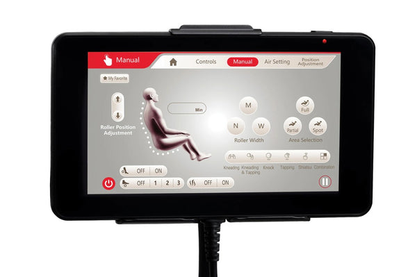 Close Up View Of The Kyota Joubu M880 4D Massage Chair Remote Control Tablet