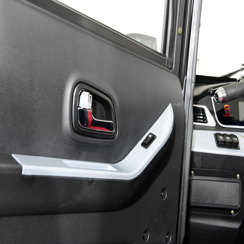 Close Up View Of The Left Door Of The Green Transporter Q Express Enclosed Mobility Scooter