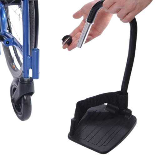 Close Up View Of The Leg Rest Assembly For The Strongback 24 Flip Back Arms Ultra-Lightweight Wheelchair