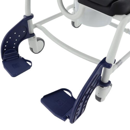 Close Up View Of The Leg Rests For The Rebotec Dallas Bariatric Shower Commode Chair