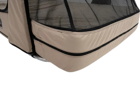 Close Up View Of The Mattress Zipper Compartment For The Abram's Nation Safety Sleeper 200 Model Shown In Shimmering Sand Color