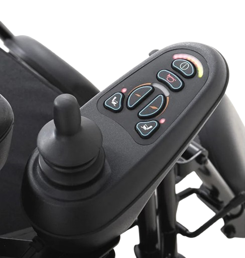 Close Up View Of The Merits Gemini Heavy Duty Power Chair Seat Height Adjustability Joystick
