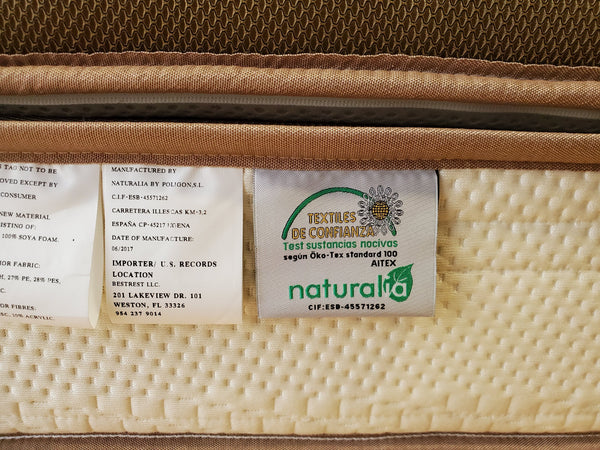 Close Up View Of The Naturalia Certification Tags On The Eurolux Lux By Naturalia: The 6-Layer Luxury Mattress Crafted By Masters
