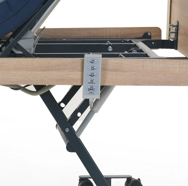 Close Up View Of The Nitrocare Miranda 7410 Hi Low Adjustable Bed Frame And Remote Control