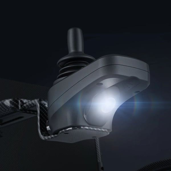 Close Up View Of The Paiseec Q5 Carbon Fiber Electric Wheelchair Joystick Light
