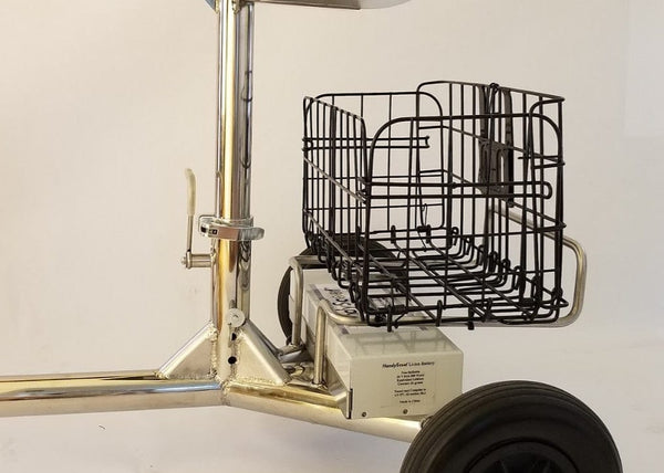 Close Up View Of The Rear Basket For The HandyScoot Lightweight Travel Mobility Scooter