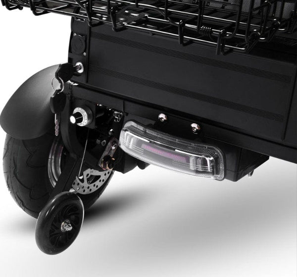 Close Up View Of The Rear Of The MotoTec Folding Mobility Dual Motor Electric Trike