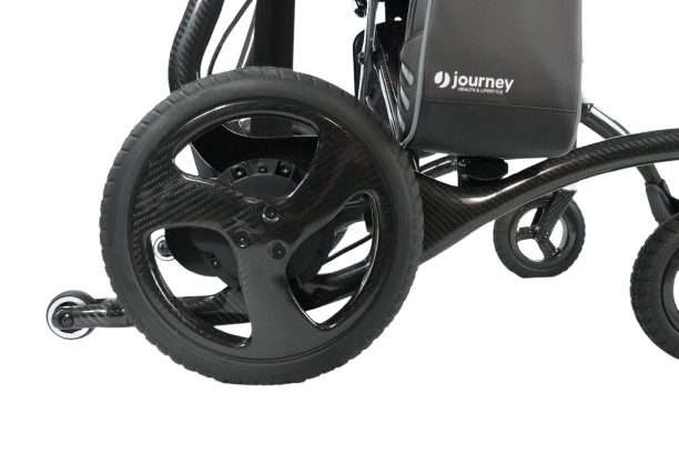 Close Up View Of The Rear Right Wheel For The Journey Air Elite Max Carbon Fiber Electric Wheelchair
